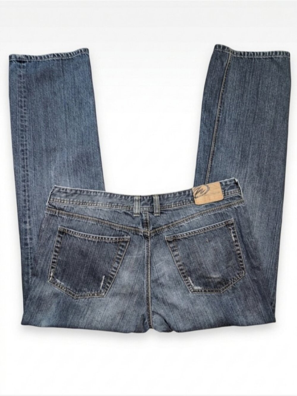 Warehouse One Vintage Wash Button Fly Straight Leg Jeans Mens Size 38 Blue